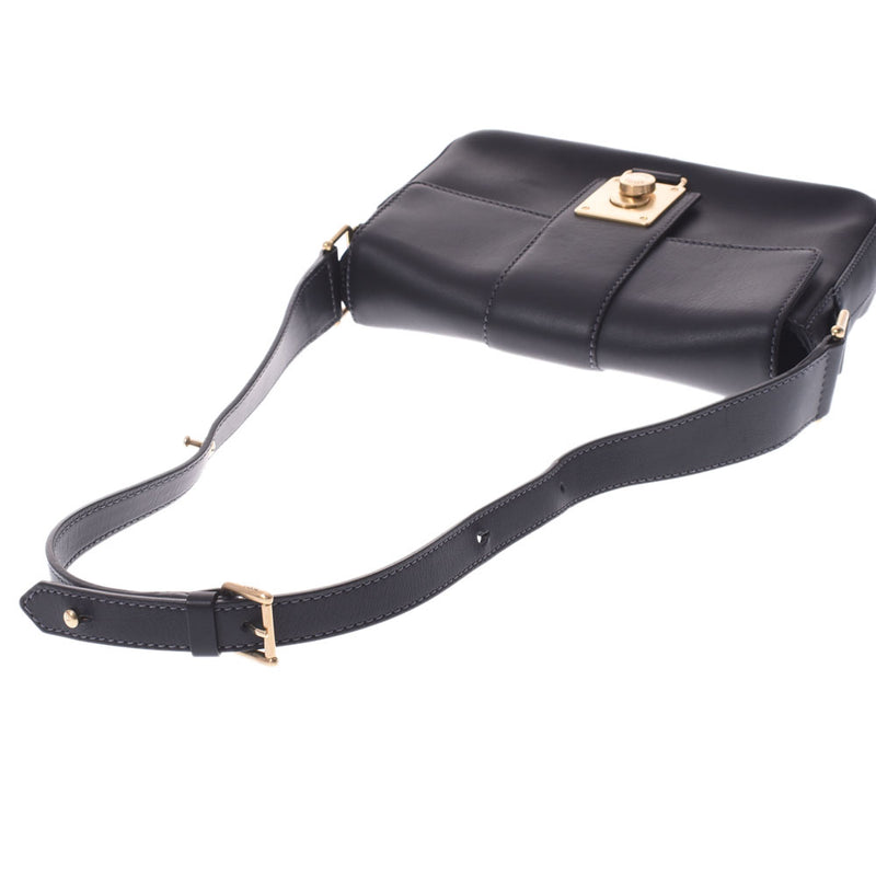 TOD’S トッズ 黒 レディース カーフ ショルダーバッグ Aランク 中古 銀蔵