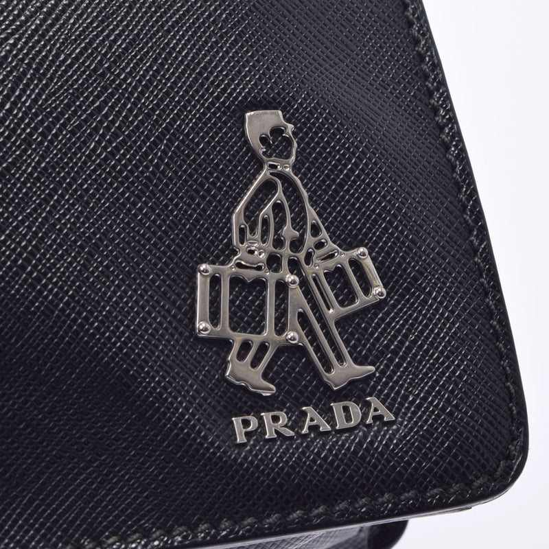 PRADA プラダ 黒 ユニセックス サフィアーノレザー クラッチバッグ ABランク 中古 銀蔵