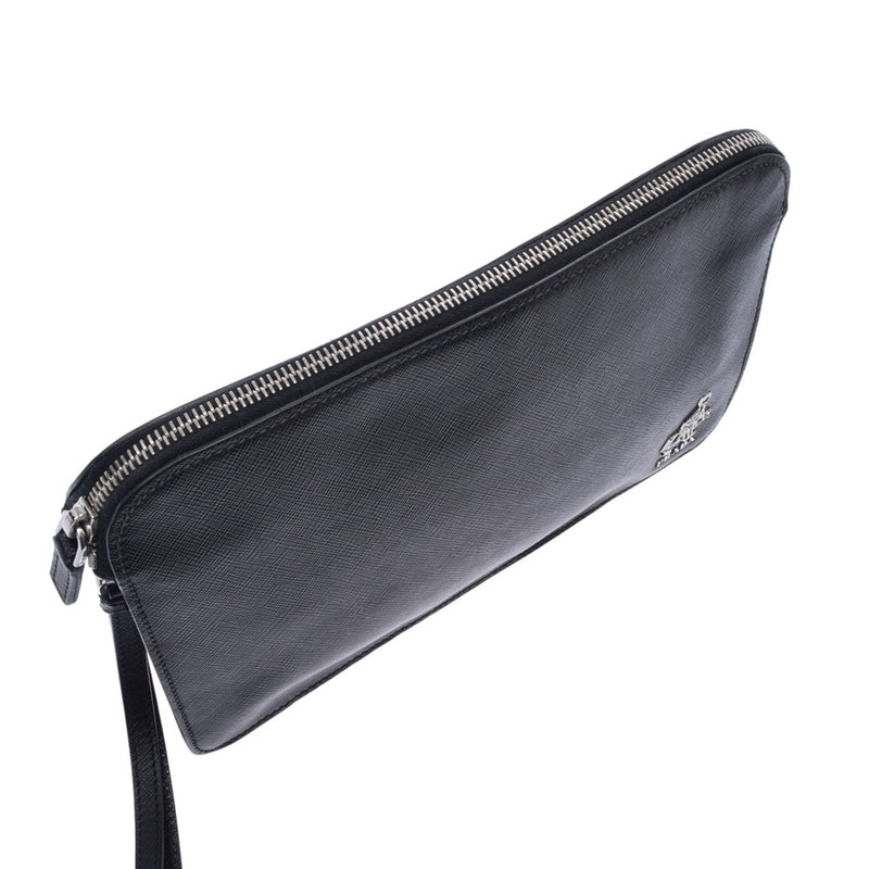 PRADA Prada Black Unisex Safiano Leather Clutch Bag AB Rank used Ginzo