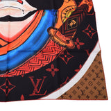 LOUIS VUITTON ルイヴィトン モノグラム 歌舞伎 山本寛斎コラボ 茶/赤/黒 MP1940 レディース シルク100% スカーフ 未使用 銀蔵