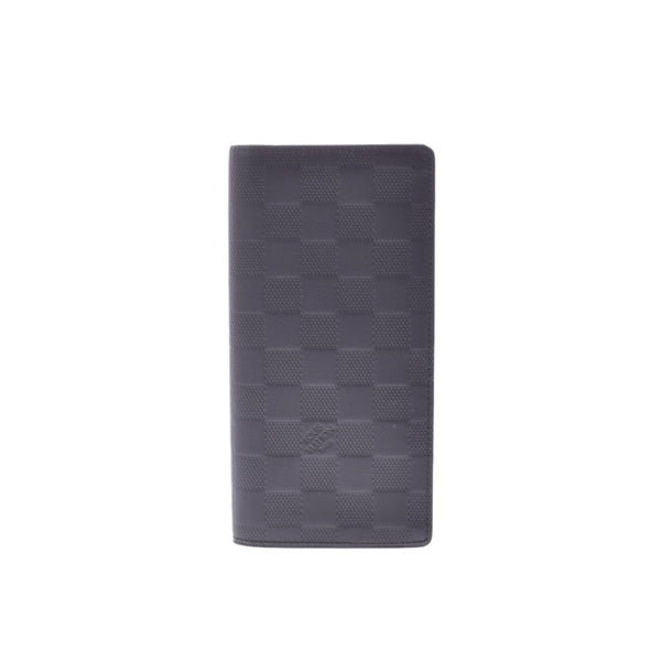 LOUIS VUITTON Louis Vuitton Damier Anfini Portfeille Braze Onyx (Black) N63010 Men's Leather Long Wallet A Rank Used Ginzo