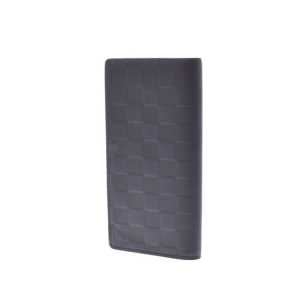 LOUIS VUITTON Louis Vuitton Damier Anfini Portfeille Braze Onyx (Black) N63010 Men's Leather Long Wallet A Rank Used Ginzo