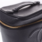 CHANEL Chanel vertical Vanity Black Gold Bracket Ladies Caviar Skin Handbag AB Rank used Ginzo