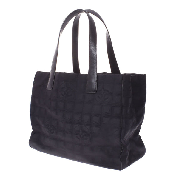 CHANEL Chanel Neutral Line Tote MM Black Unisex Nylon/Leather Handbag AB Rank used Ginzo
