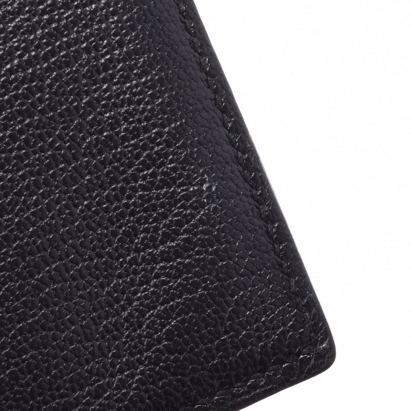 HERMES Hermes Bears Full Black Silver Bracket □ N engraved (around 2010) Unisex lizard long wallet B rank used Ginzo