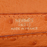 HERMES エルメス ベアンクラシック オレンジ ゴールド金具 □F刻印(2002年頃) ユニセックス オーストリッチ 長財布 Aランク 中古 銀蔵