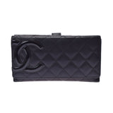 CHANEL Chanel Cambon Line Black Ladies Ram Skin/Enamel Wallet B Rank Used Ginzo