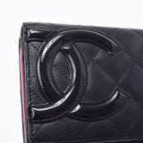 CHANEL Chanel Cambon Line Black Ladies Ram Skin/Enamel Wallet B Rank Used Ginzo