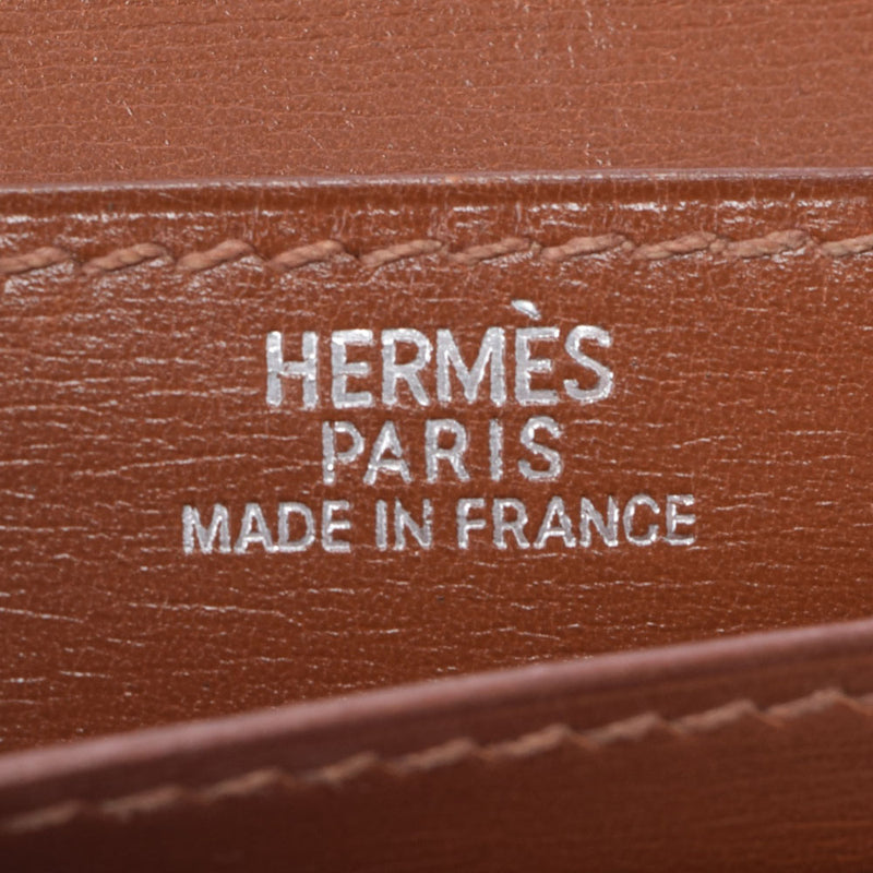 HERMES エルメス ベアンクラシック ノワゼット シルバー金具 □F刻印(2002年頃) ユニセックス BOXカーフ 長財布 Bランク 中古 銀蔵