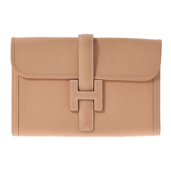 HERMES Hermes Jije PM Natural □ Q -engraved (around 2013) Unisex Vola River Clutch Bag A Rank used Ginzo