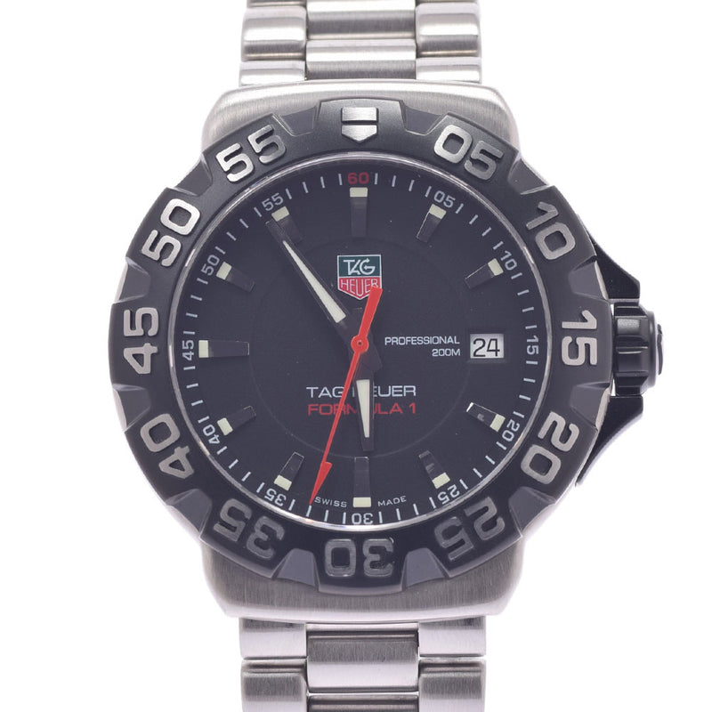 TAG HEUER Taghoier Formula 1 Date WAH1110.BA0850 Men's SS Watch Quartz Black Dial A Rank Used Ginzo