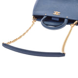 CHANEL Chanel 2WAY Shoulder Bag Blue Gold Bracket Ladies Caviar Skin Handbag AB Rank Used Ginzo