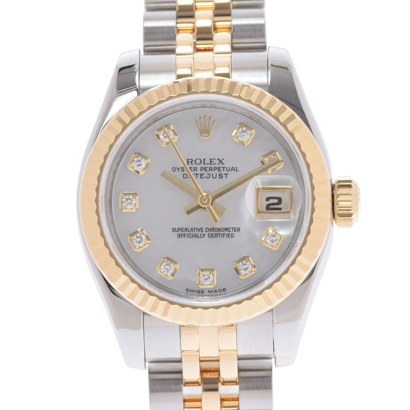 ROLEX Rolex Datejust 10P Diamond 179173NG Ladies YG/SS Watch Automatic Silver Shell Dial A Rank used Ginzo