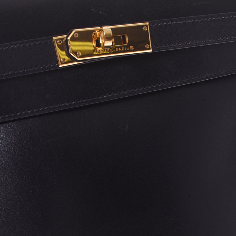 HERMES Hermes Hermes Kelly 35 Inner stitching black/gold metal fittings □ D engraved (around 2000) Ladies BOX Calf handbag AB Rank used Ginzo