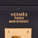 爱马仕爱马仕爱马仕（Hermes Hermes Kelly）凯利35内缝线黑色/金属配件□D雕刻（大约2000年）女士盒装小腿手提包AB级使用Ginzo