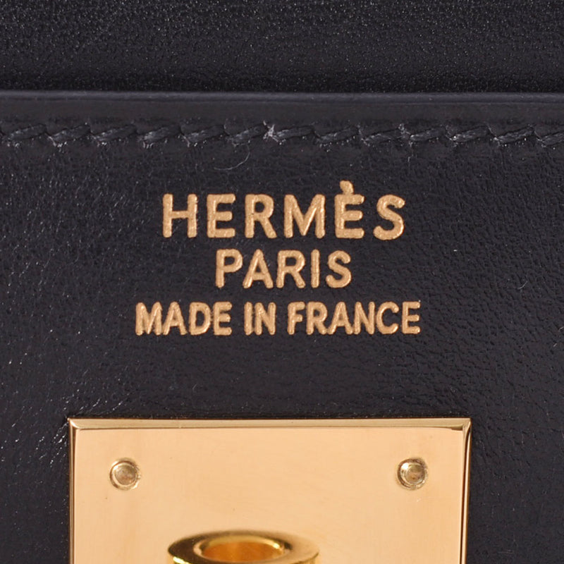 HERMES Hermes Hermes Kelly 35 Inner stitching black/gold metal fittings □ D engraved (around 2000) Ladies BOX Calf handbag AB Rank used Ginzo