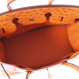 爱马仕爱马仕（Hermes Hermes Birkin）35橙色金支架□h雕刻（2004年左右）中性鸵鸟手袋均使用了Ginzo