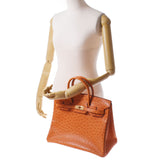 爱马仕爱马仕（Hermes Hermes Birkin）35橙色金支架□h雕刻（2004年左右）中性鸵鸟手袋均使用了Ginzo