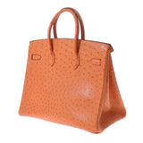 爱马仕爱马仕（Hermes Hermes Birkin）35橙色金支架□h雕刻（2004年左右）中性鸵鸟手袋均使用了Ginzo