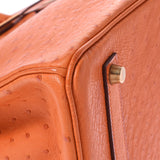 爱马仕爱马仕（Hermes Hermes Birkin）35橙色金支架□h雕刻（2004年左右）中性鸵鸟手袋均使用了Ginzo