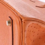 爱马仕爱马仕（Hermes Hermes Birkin）35橙色金支架□h雕刻（2004年左右）中性鸵鸟手袋均使用了Ginzo