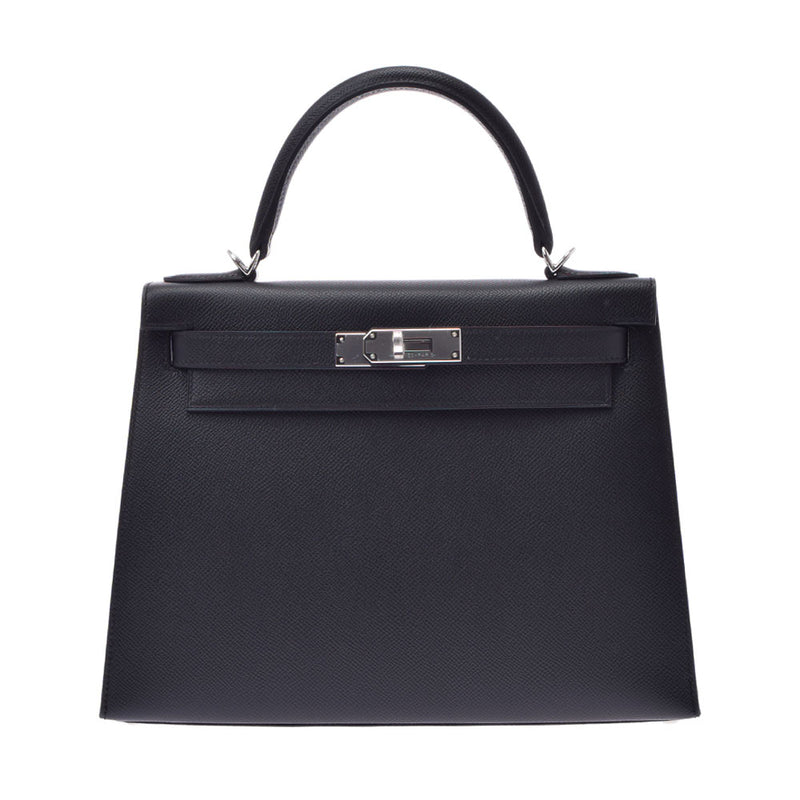 HERMES Hermes Kelly 28 2WAY Black Silver Bracket Z engraved (around 2021) Ladies Vo Epson Handbag New Ginzo