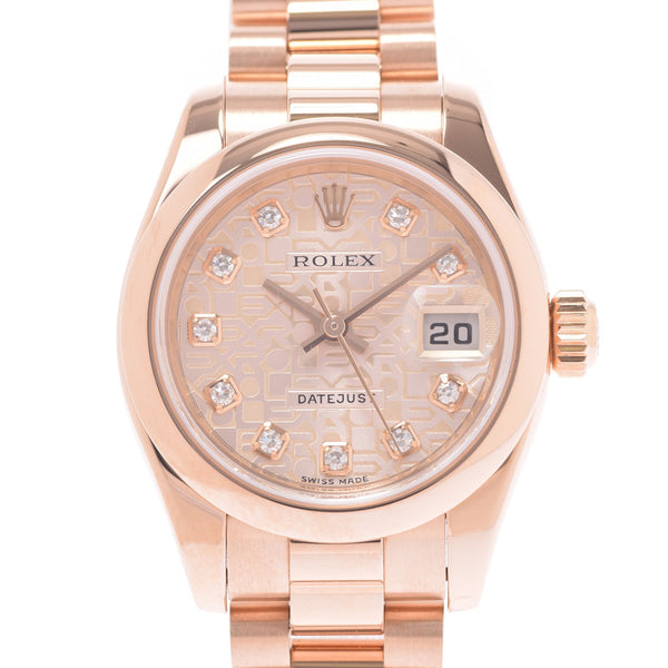 ROLEX Rolex Datejust 10P Diamond 179165G Ladies PG Watch Automatic Pink Hori Computer Dial A Rank used Ginzo