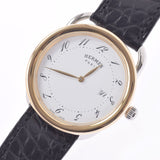 爱马仕爱马仕（Hermes Hermes Alsaw）AR5.720A男士GP/SS/皮革表格Quartz White Dial A RANS使用Ginzo