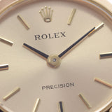 ROLEX Rolex Precision Antique Ladies YG/Leather Watch Hand -rolled Champagne Dial AB Rank Used Ginzo