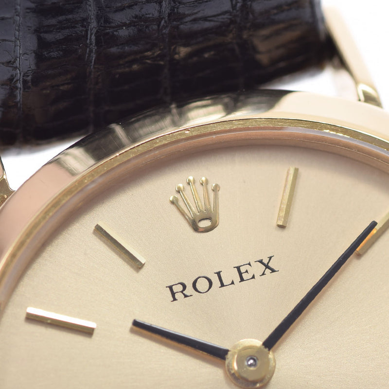 ROLEX Rolex Precision Antique Ladies YG/Leather Watch Hand -rolled Champagne Dial AB Rank Used Ginzo