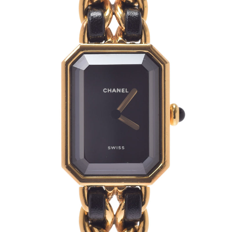 CHANEL Chanel Premiere Size M Ladies GP/Leather Watch Quartz Black Dial A Rank used Ginzo