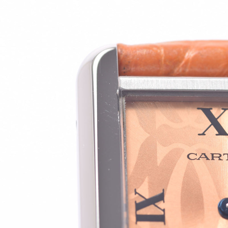 Cartier Cartier Tank Solo SM W1019455 Ladies SS/Leather Watch Quartz Orange Dial A Rank Used Ginzo