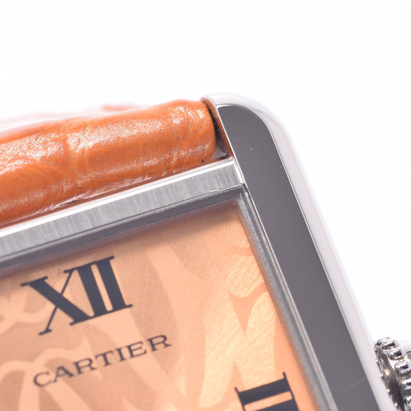 Cartier Cartier Tank Solo SM W1019455 Ladies SS/Leather Watch Quartz Orange Dial A Rank Used Ginzo