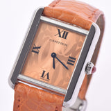 Cartier Cartier Tank Solo SM W1019455 Ladies SS/Leather Watch Quartz Orange Dial A Rank Used Ginzo