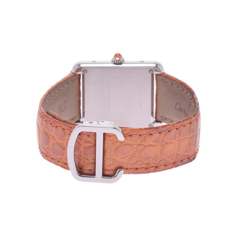 Cartier Cartier Tank Solo SM W1019455 Ladies SS/Leather Watch Quartz Orange Dial A Rank Used Ginzo