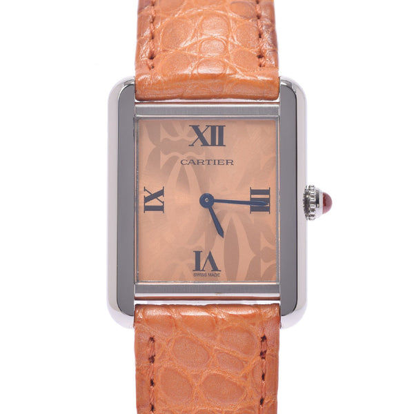 Cartier Cartier Tank Solo SM W1019455 Ladies SS/Leather Watch Quartz Orange Dial A Rank Used Ginzo