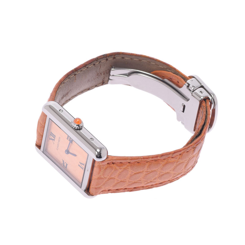 Cartier Cartier Tank Solo SM W1019455 Ladies SS/Leather Watch Quartz Orange Dial A Rank Used Ginzo