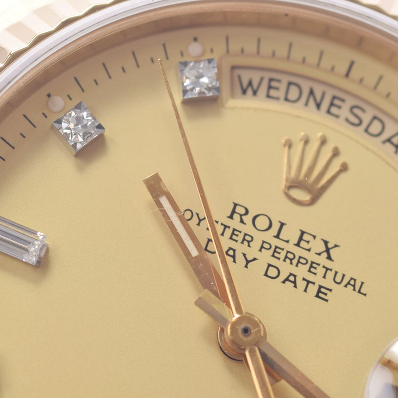 ROLEX Rolex Day Date 10P Diamond 18038A Men's YG Watch Automatic Champagne Dial A Rank Used Ginzo