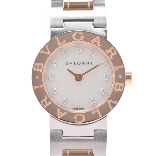 BVLGARI ブルガリ ブルガリブルガリ 12Pダイヤ BBP23SG レディース SS/PG 腕時計 クオーツ ホワイトシェル文字盤 Aランク 中古 銀蔵