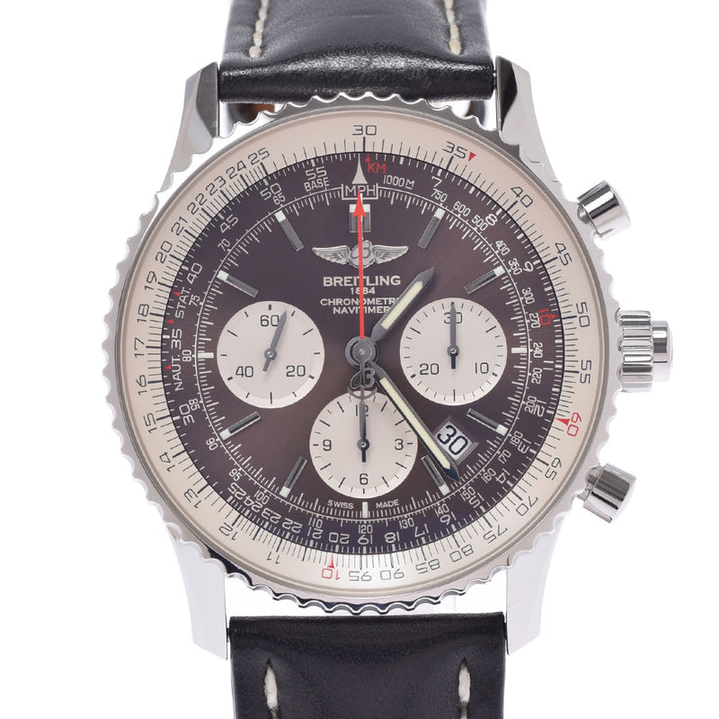 BREITLING Breitling Navi Timer Latrapant AB0310 Men's SS/Leather Watch Automatic Brown/Silver Dial AB Rank Used Ginzo