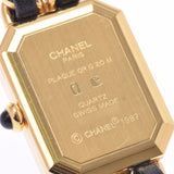 CHANEL シャネル プルミエール サイズM レディース GP/革 腕時計 クオーツ 黒文字盤 Aランク 中古 銀蔵