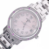 HERMES Hermes Clipper 12P Pink Sapphire CL4.231 Ladies SS Watch Quartz Pink Dial A Rank Used Ginzo