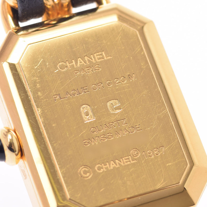 CHANEL Chanel Premiere Size L H0001 Ladies GP/Leather Watch Quartz Black Dial AB Rank Used Ginzo