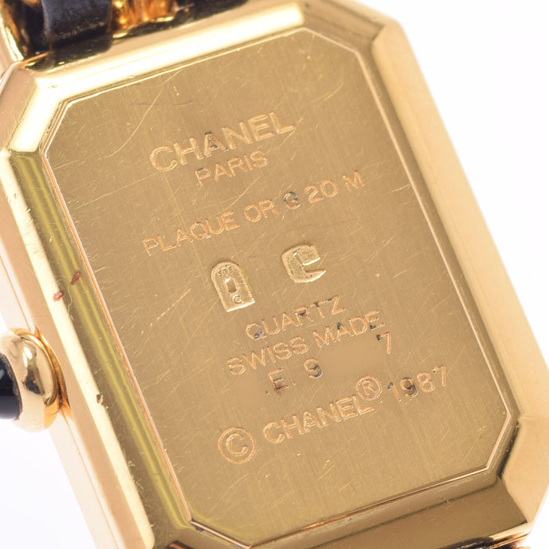 CHANEL シャネル プルミエール サイズM H0001 レディース GP/革 腕時計 クオーツ 黒文字盤 ABランク 中古 銀蔵