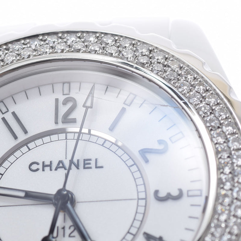 CHANEL Chanel J12 38mm Bezel Diamond H0969 Men's White Ceramic/SS Watch Automatic White Dial A Rank Used Ginzo