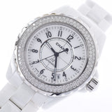 CHANEL Chanel J12 38mm Bezel Diamond H0969 Men's White Ceramic/SS Watch Automatic White Dial A Rank Used Ginzo