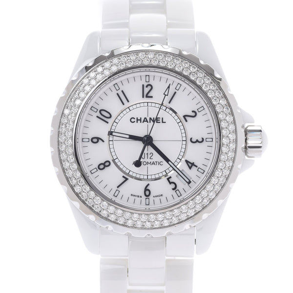 CHANEL Chanel J12 38mm Bezel Diamond H0969 Men's White Ceramic/SS Watch Automatic White Dial A Rank Used Ginzo