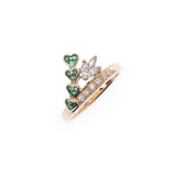 Mouawad Moide Heart Motif No. 10 Ladies K18YG/Diamond/emerald Ring/Ring A Rank二手Ginzo