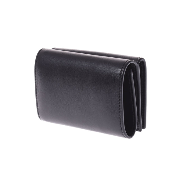 SAINT LAURENT Saint Laurent Compact Wallet Black 459784 Unisex Calf Mold Fold Wallet A Rank Used Ginzo
