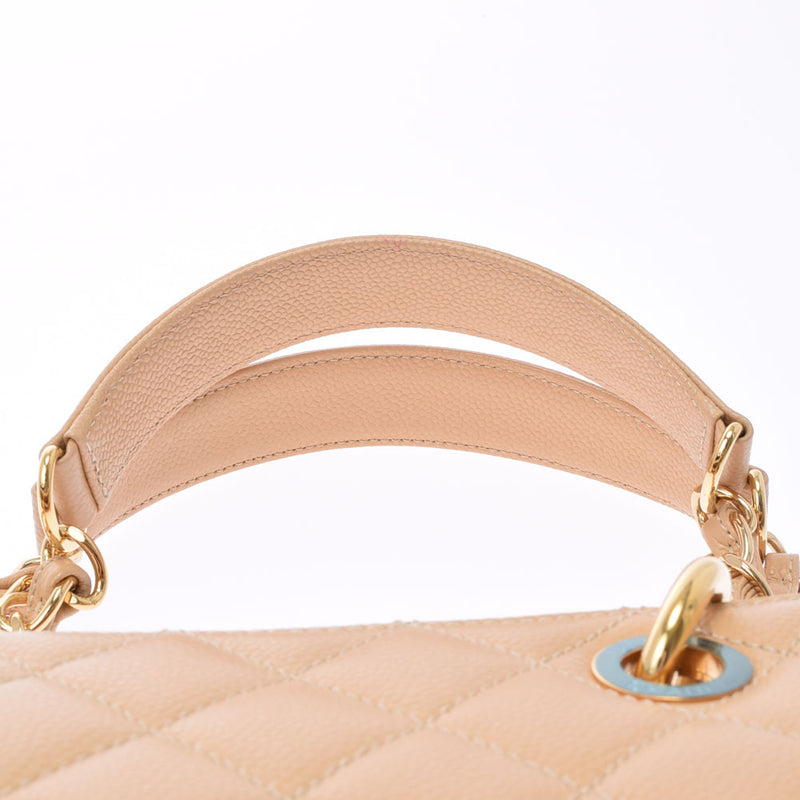 CHANEL Chanel Matrasse GST Tote Beige Gold Bracket Ladies Caviar Skin Tote Bag A Rank used Ginzo